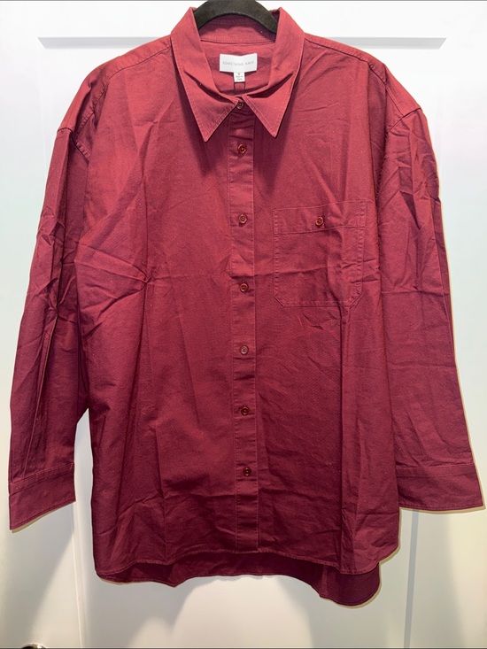 Something Navy Tops - 🆕 Something Navy Women’s Oversized Long-Sleeve Button-Down Burgundy Shirt M NWT🔥